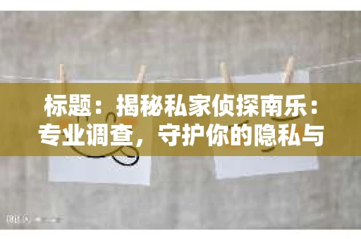 标题：揭秘私家侦探南乐：专业调查，守护你的隐私与权益