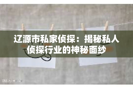辽源市私家侦探：揭秘私人侦探行业的神秘面纱